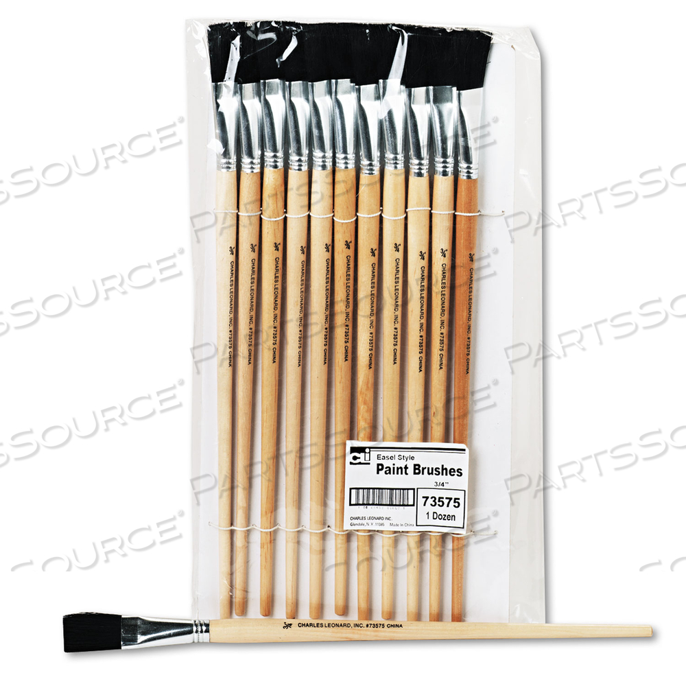 LONG HANDLE EASEL BRUSH, SIZE 18, NATURAL BRISTLE, FLAT PROFILE by Charles Leonard