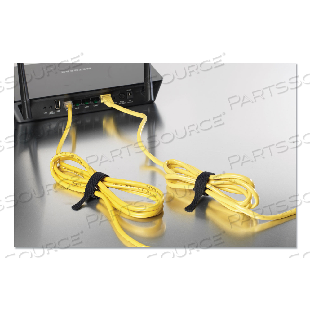 ONE-WRAP PRE-CUT THIN TIES, 0.5" X 8", BLACK/GRAY by Velcro