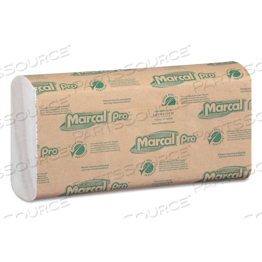 100% RECYCLED FOLDED PAPER TOWELS, C-FOLD, 12.88 X 10.13, WHITE by Marcal