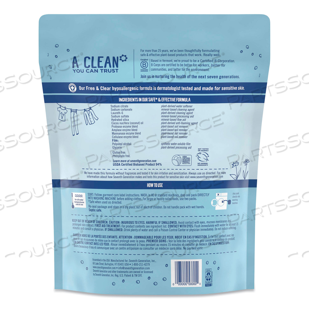 NATURAL LAUNDRY DETERGENT PACKS, POWDER, UNSCENTED by Seventh Generation NATURAL LAUNDRY DETERGENT PACKS, POWDER, UNSCENTED by Seventh Generation