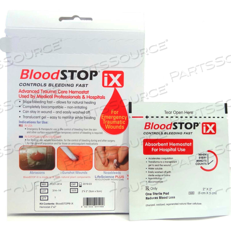 BLOODSTOP ADVANCED TRAUMA CARE HEMOSTATIC MATRIX 2" X 2", 1PC/PER BOX by Lifescience PLUS BLOODSTOP ADVANCED TRAUMA CARE HEMOSTATIC MATRIX 2" X 2", 1PC/PER BOX by Lifescience PLUS