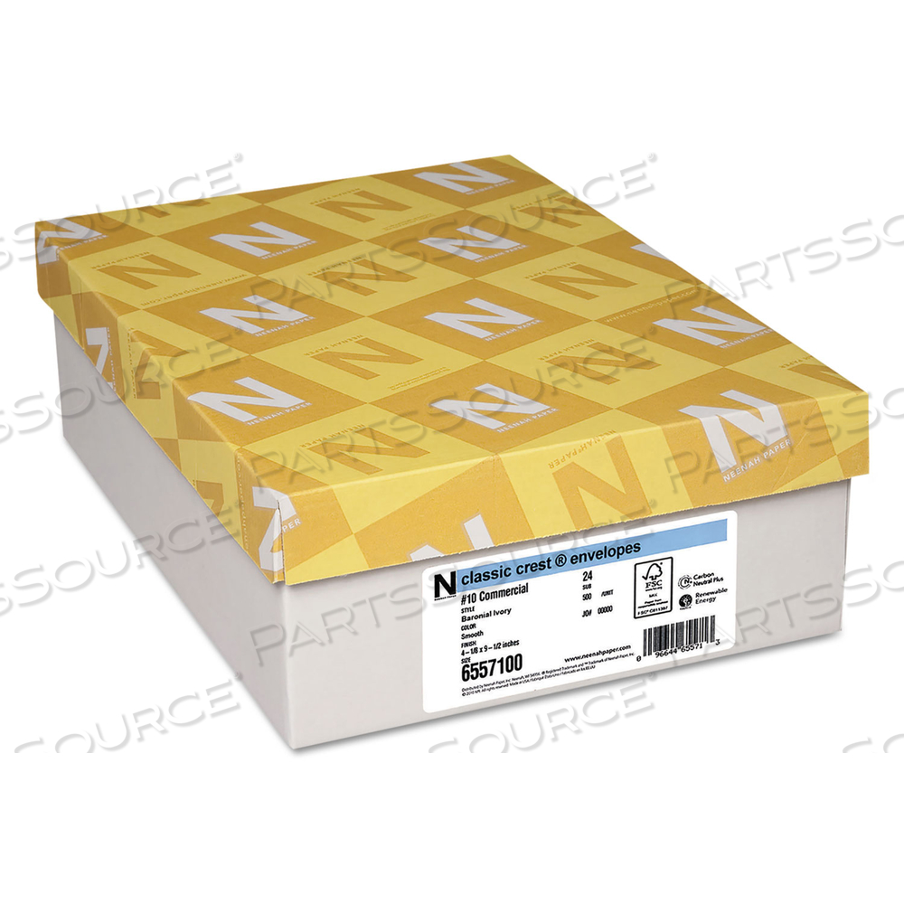 CLASSIC CREST #10 ENVELOPE, COMMERCIAL FLAP, GUMMED CLOSURE, 4.13 X 9.5, BARONIAL IVORY by Neenah