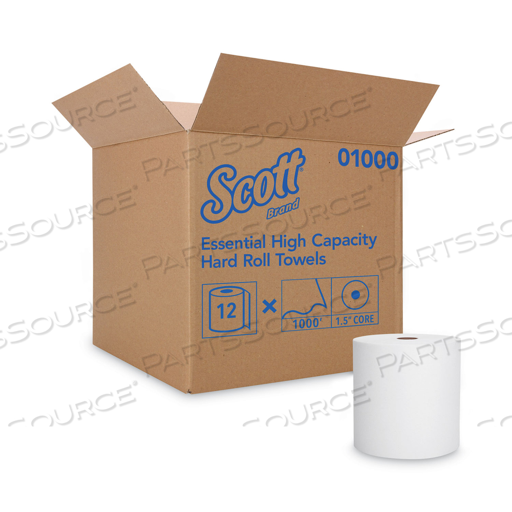 ESSENTIAL HIGH CAPACITY HARD ROLL TOWELS FOR BUSINESS, ABSORBENCY POCKETS, 1.5" CORE, 8" X 1,000 FT, WHITE/CARTON by Scott ESSENTIAL HIGH CAPACITY HARD ROLL TOWELS FOR BUSINESS, ABSORBENCY POCKETS, 1.5" CORE, 8" X 1,000 FT, WHITE/CARTON by Scott