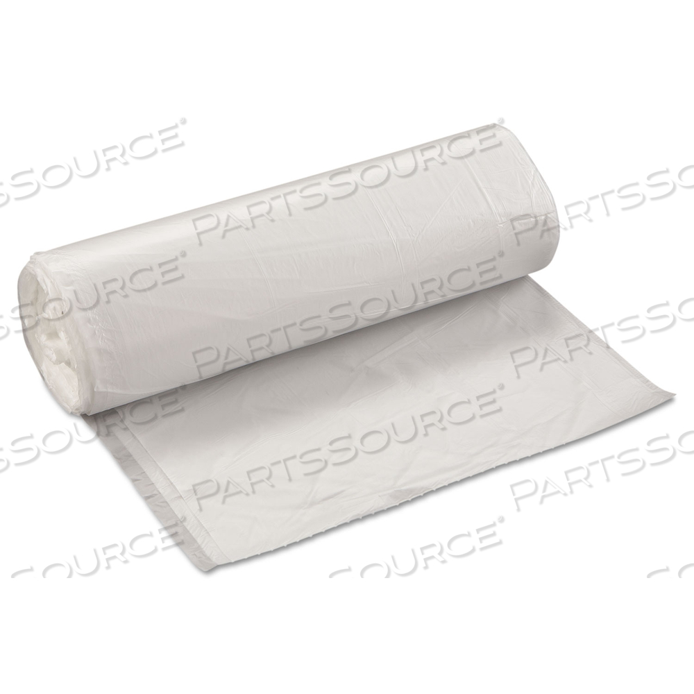 HIGH-DENSITY INTERLEAVED COMMERCIAL CAN LINERS, 60 GAL, 14 MICRONS, 38" X 60", CLEAR, 25 BAGS/ROLL by Inteplast Group