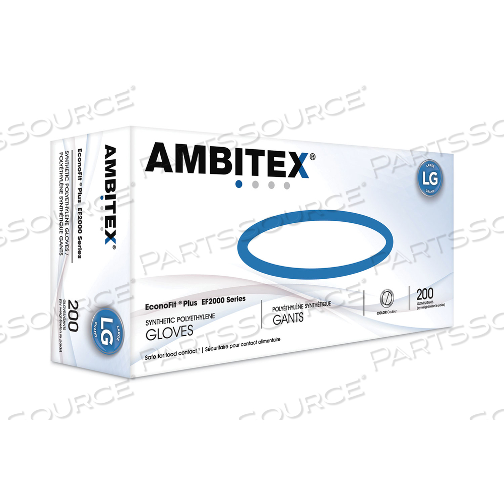 ECONOFIT PLUS POWDER-FREE POLYETHYLENE GLOVES, LARGE, CLEAR by Ambitex