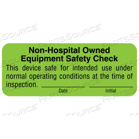 SAFETY LABEL, REMOVABLE, 2-1/4IN WIDTH, 7/8IN HEIGHT, FLUORESCENT GREEN, FLUORESCENT PAPER, -65 TO +180 TEMPERATURE RANGE by United Ad Label