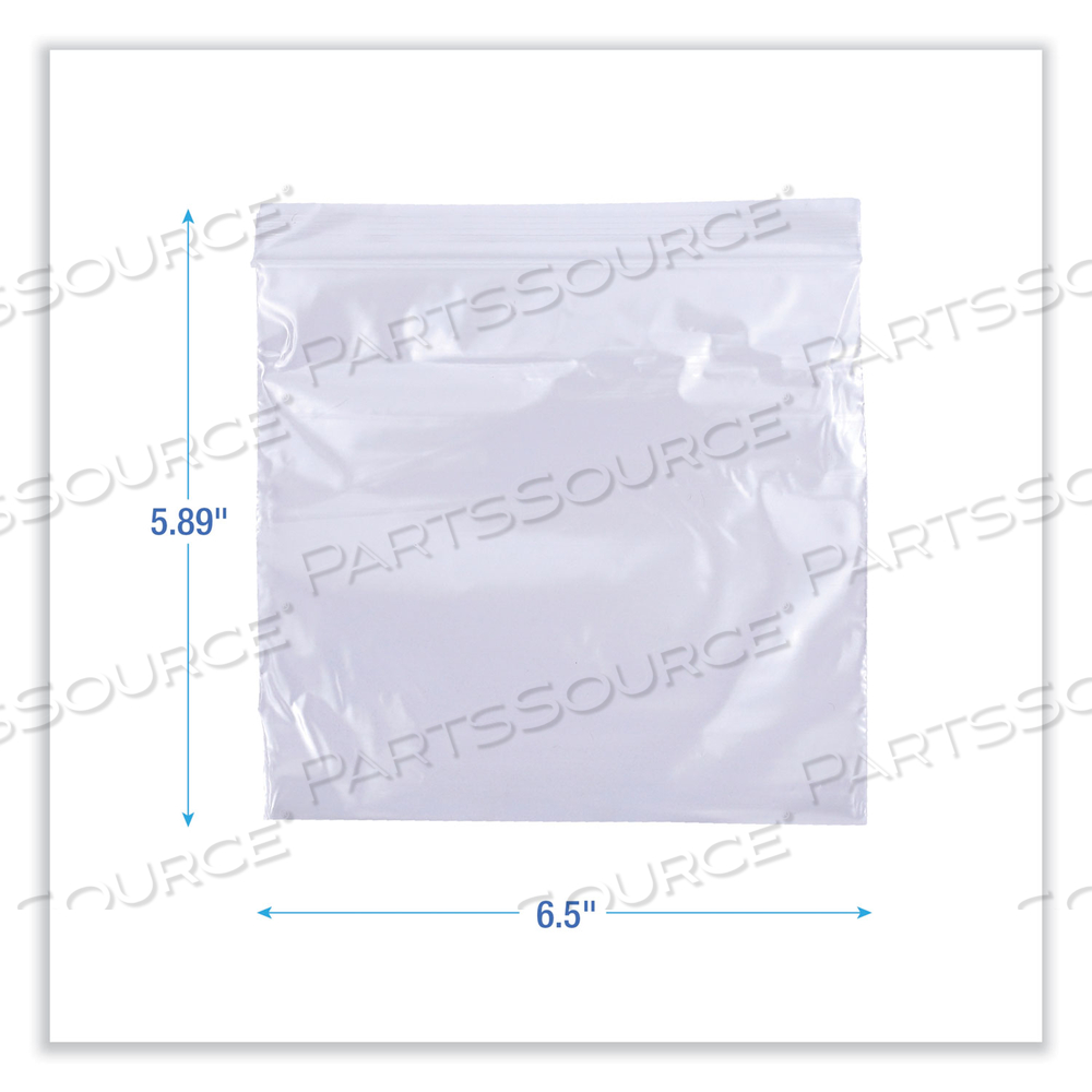 RECLOSABLE FOOD STORAGE BAGS, SANDWICH, 1.15 MIL, 6.5" X 5.89", CLEAR by Boardwalk