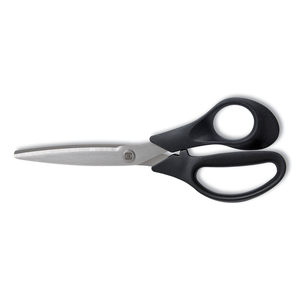 STAINLESS STEEL SCISSORS, 8" LONG, 3.58" CUT LENGTH, BLACK STRAIGHT HANDLE by TRU RED