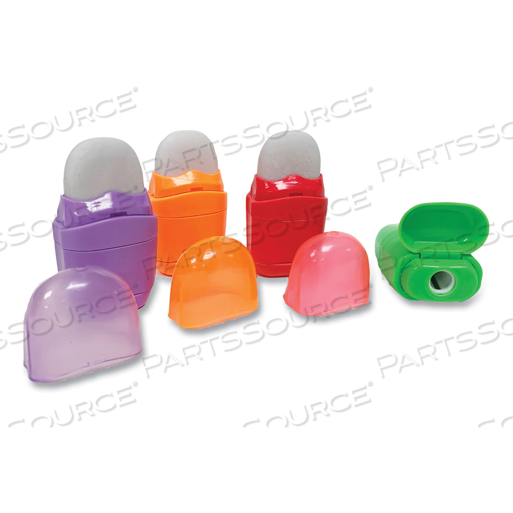 ONE-HOLE PENCIL SHARPENER/ERASER COMBO, 1" X 0.75", RANDOMLY ASSORTED COLORS by Charles Leonard