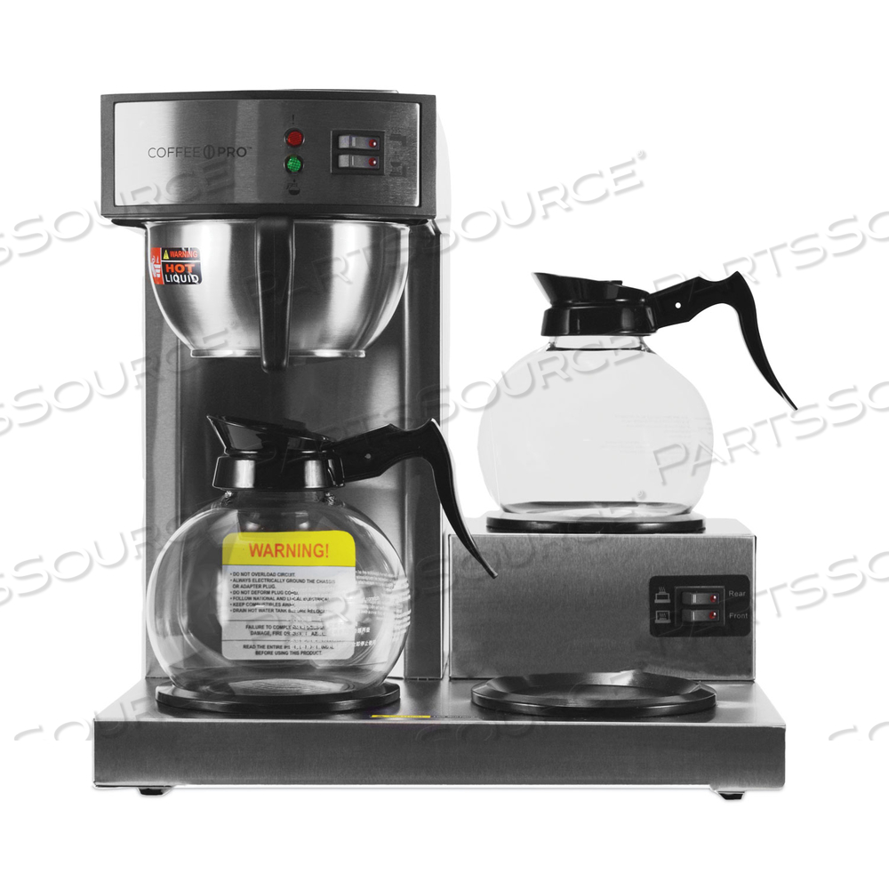 THREE-BURNER LOW PROFILE INSTITUTIONAL COFFEE MAKER, 36-CUP, STAINLESS STEEL by Coffee Pro