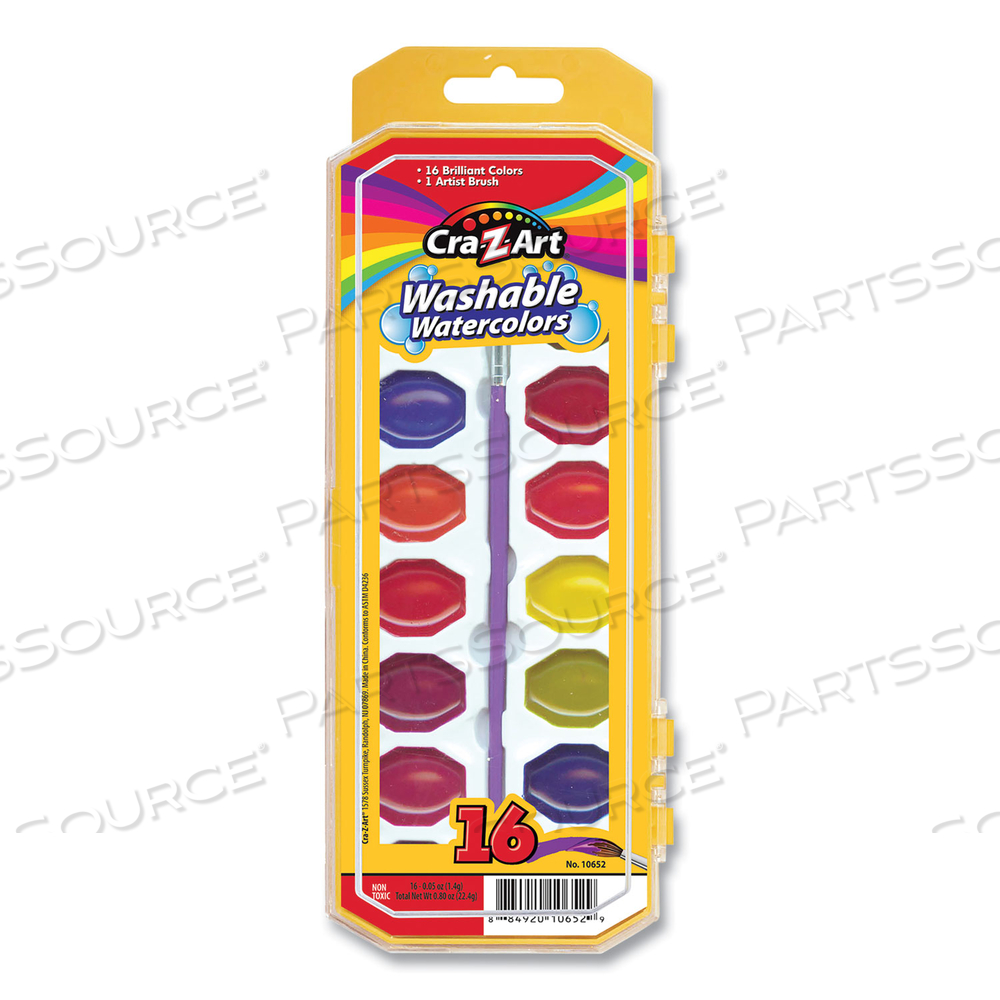 WASHABLE WATERCOLORS, 16 ASSORTED COLORS, PALETTE TRAY by Cra-Z-Art
