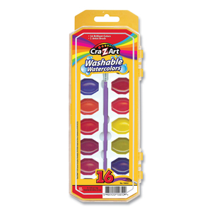 WASHABLE WATERCOLORS, 16 ASSORTED COLORS, PALETTE TRAY by Cra-Z-Art