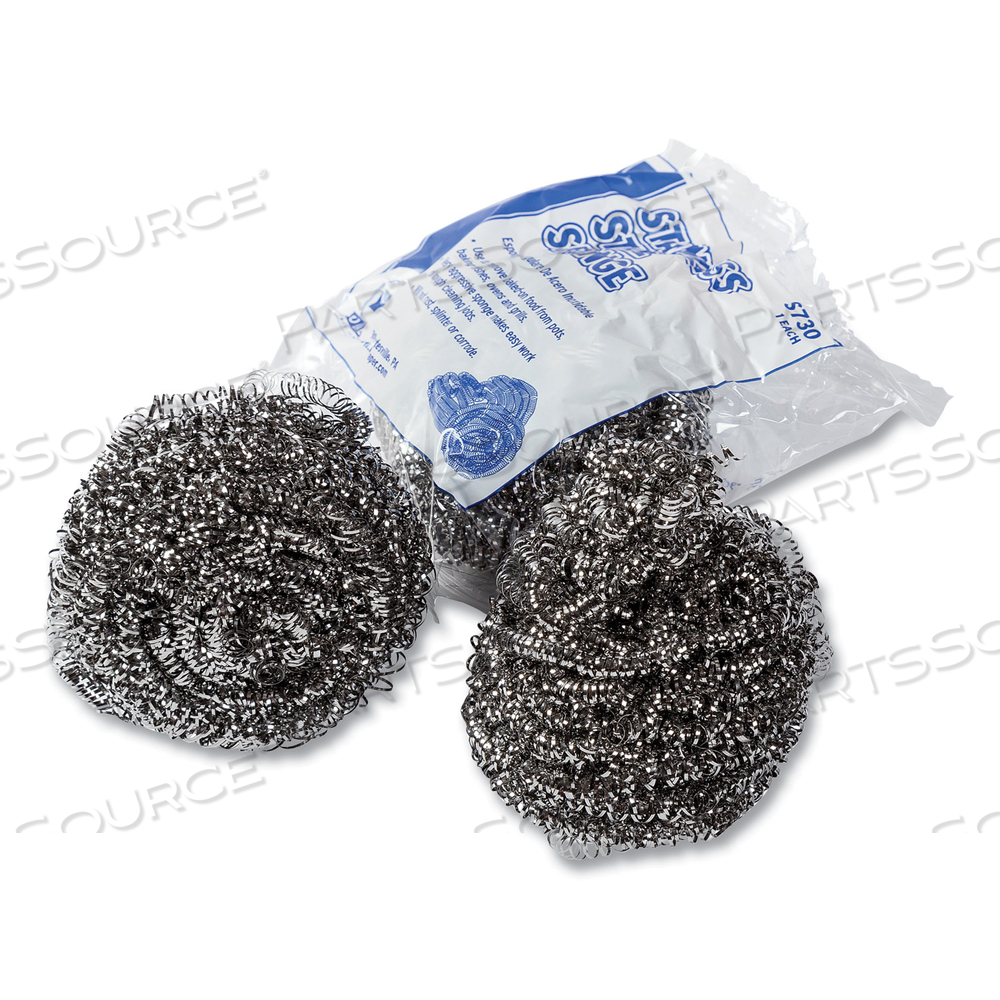 STAINLESS STEEL SPONGE, POLYBAGGED, 1.50 OZ, GRAYS/CARTON by Royal Paper