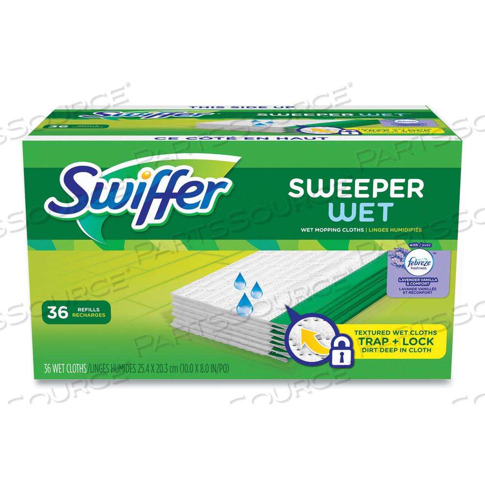 WET REFILL CLOTHS, 10 X 8, LAVENDER VANILLA AND COMFORT, WHITE, 36/CARTON 