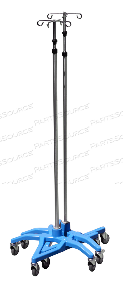 50LB 61 TO 93IN H STAINLESS STEEL SINGLE SMARTSTACK 4 HOOKS 5 LEGS IV STAND WITH CASTERS by SALAERA LLC 