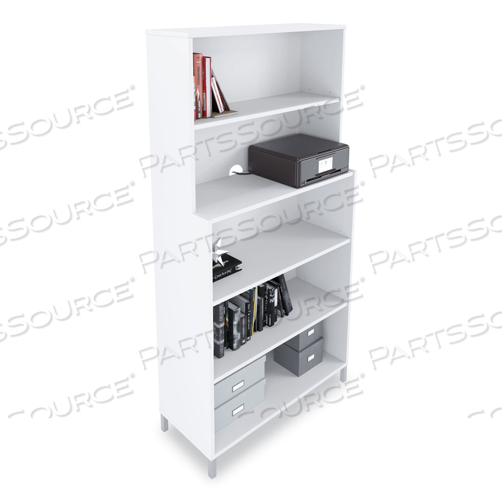 ESSENTIALS LAMINATE BOOKCASE, FIVE-SHELF, 35.8W X 14.9D X 72H, WHITE by Union & Scale ESSENTIALS LAMINATE BOOKCASE, FIVE-SHELF, 35.8W X 14.9D X 72H, WHITE by Union & Scale