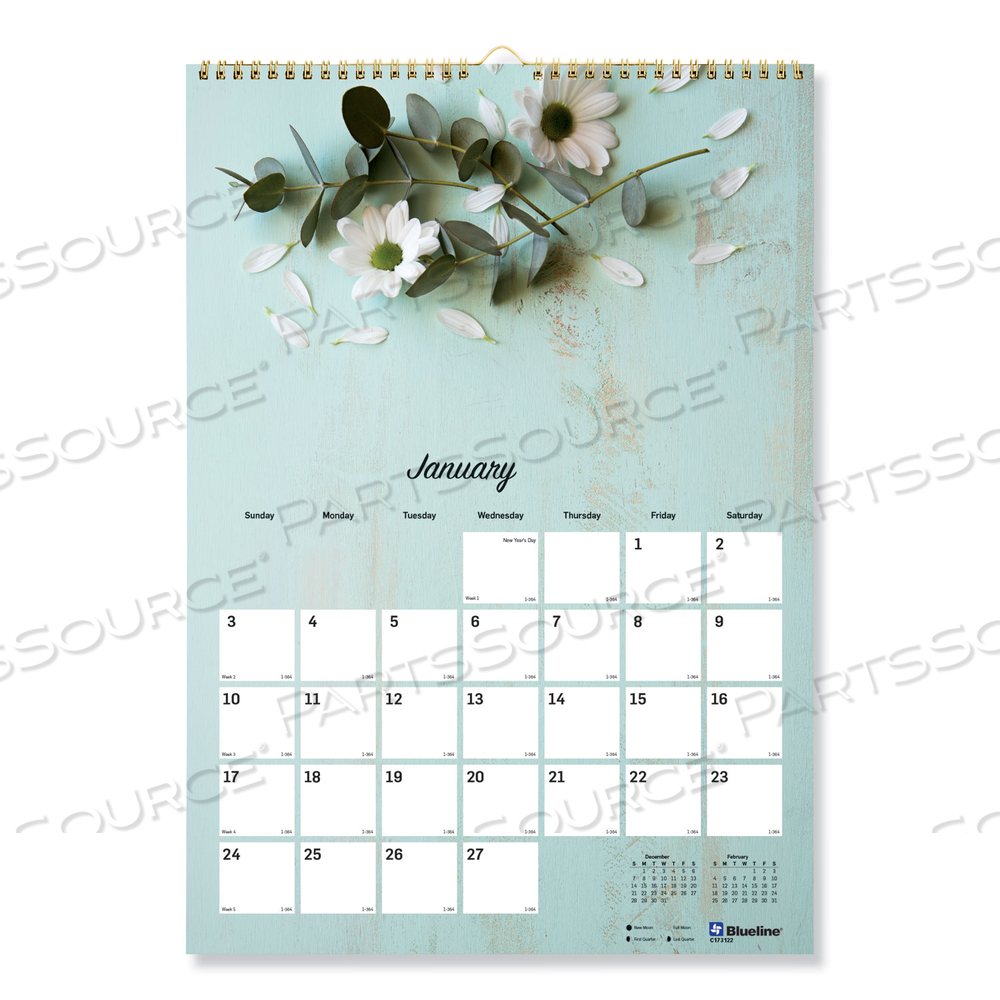 ROMANTIC WALL CALENDAR, ROMANTIC FLORAL PHOTOGRAPHY, 12 X 17, MULTICOLOR/WHITE SHEETS, 12-MONTH (JAN TO DEC): 2023 by Blueline ROMANTIC WALL CALENDAR, ROMANTIC FLORAL PHOTOGRAPHY, 12 X 17, MULTICOLOR/WHITE SHEETS, 12-MONTH (JAN TO DEC): 2023 by Blueline