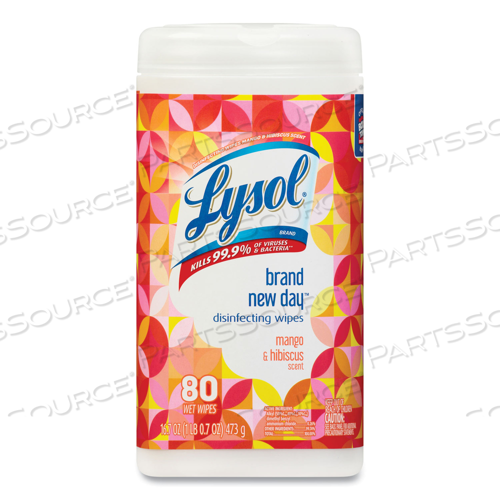 DISINFECTING WIPES, 7 X 7.25, MANGO AND HIBISCUS, 80 WIPES/CANISTER by Lysol