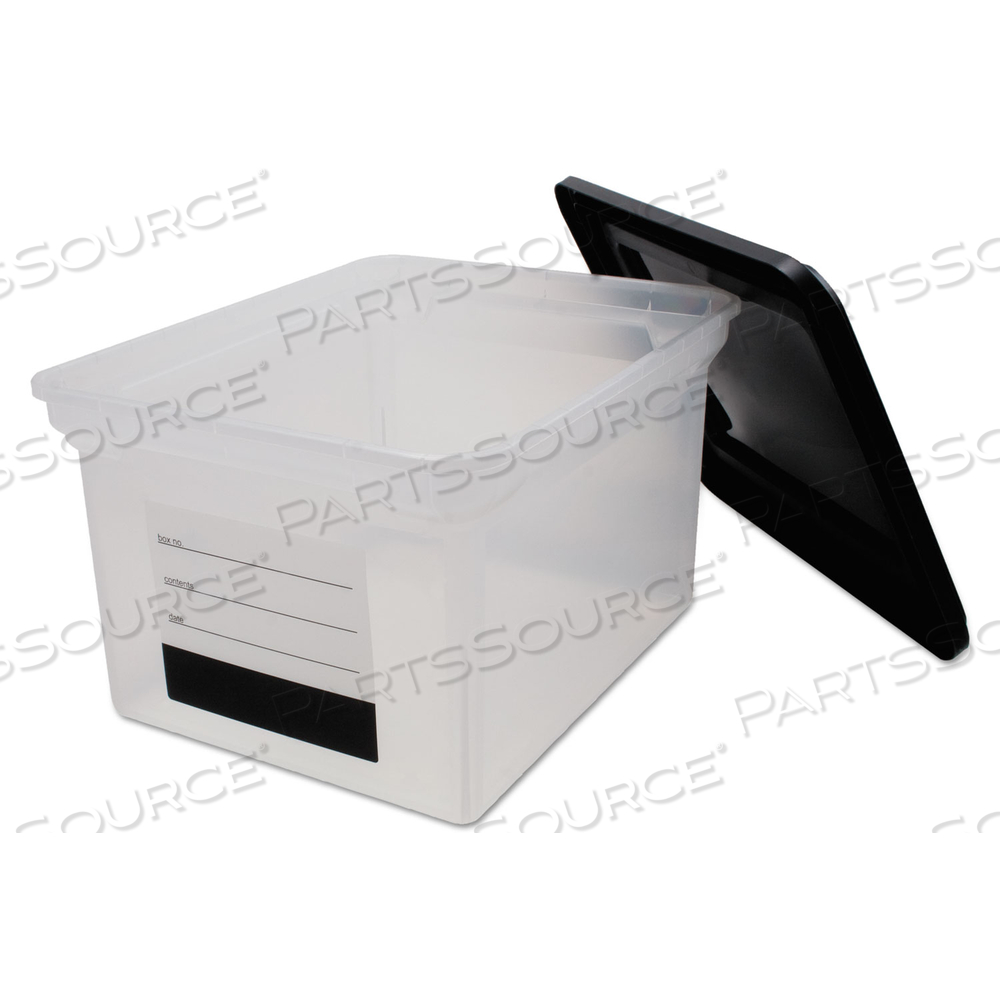 FILE TOTE WITH CONTENTS LABEL, LETTER/LEGAL FILES, 17.75" X 14" X 10.25", CLEAR/BLACK by Advantus