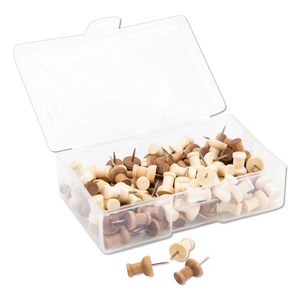 FASHION PUSH PINS, WOOD, ASSORTED, 0.38" by U Brands