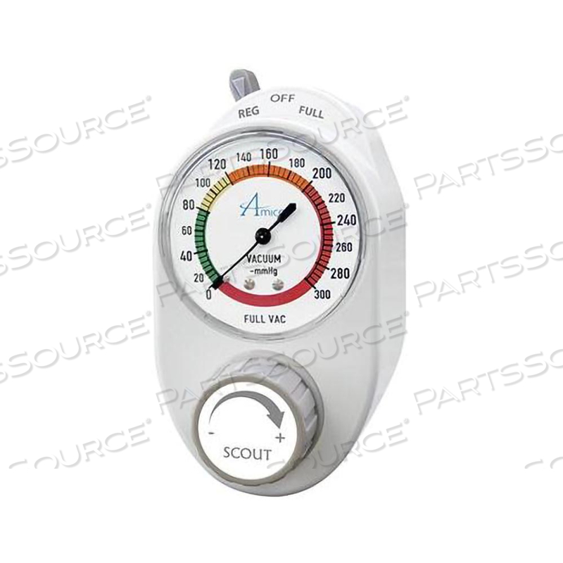 VACUUM REGULATOR, SCOUT ANALOG, CONTINUOUS/INTERMITTENT, DISS MALE, DISS HANDTIGHT, WHITE by Amico Patient Care Corporation VACUUM REGULATOR, SCOUT ANALOG, CONTINUOUS/INTERMITTENT, DISS MALE, DISS HANDTIGHT, WHITE by Amico Patient Care Corporation