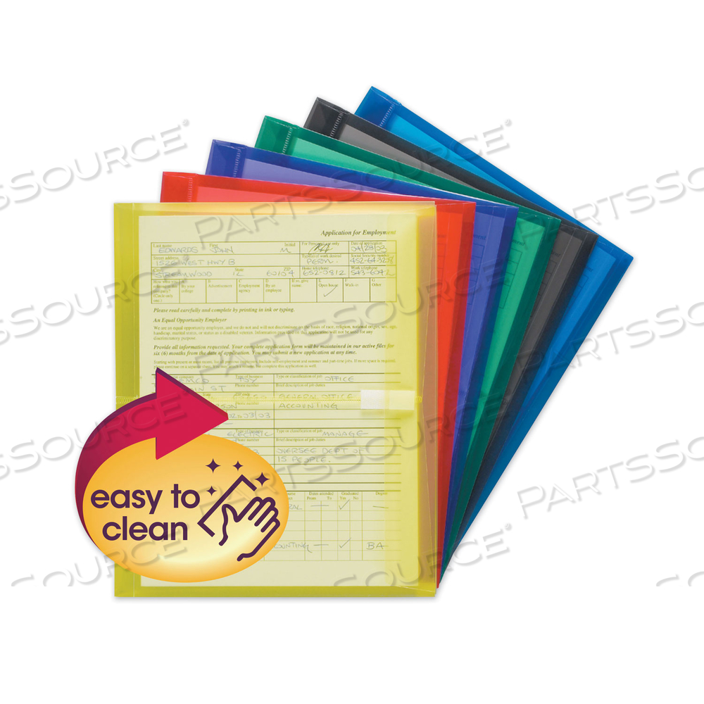 POLY SIDE-LOAD ENVELOPES, FOLD-OVER CLOSURE, 9.75 X 11.63, ASSORTED COLORS by Smead