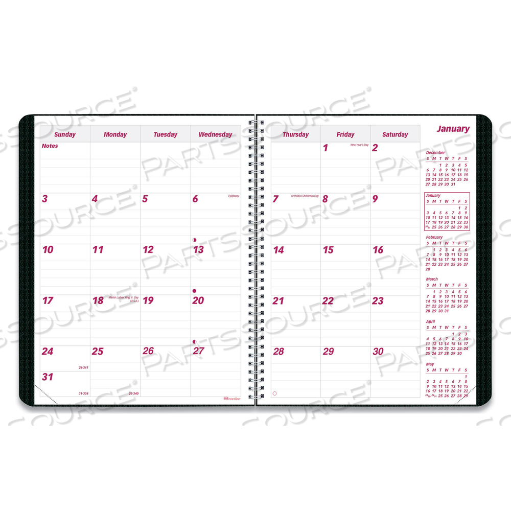DURAFLEX 14-MONTH PLANNER, 8.88 X 7.13, BLACK COVER, 14-MONTH (DEC TO JAN): 2022 TO 2024 