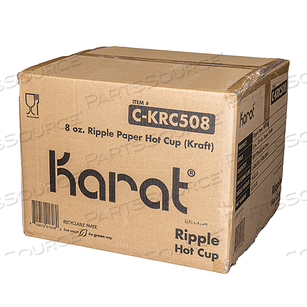 RIPPLE HOT CUPS, 8 OZ, KRAFT/WHITE by Karat