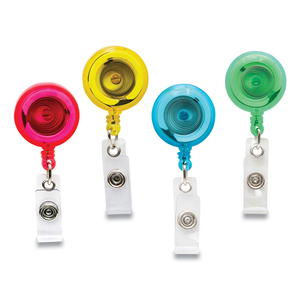 ID SLIDE-STYLE BELT CLIP CARD REELS, 30" EXTENSION, ROUND, GREEN/LIGHT BLUE/PINK/YELLOW, 4/PACK by Sicurix