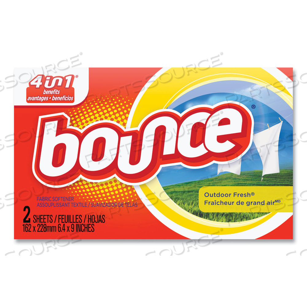 FABRIC SOFTENER SHEETS, OUTDOOR FRESH, 2/BOX, 156 BOXES/CARTON by Bounce
