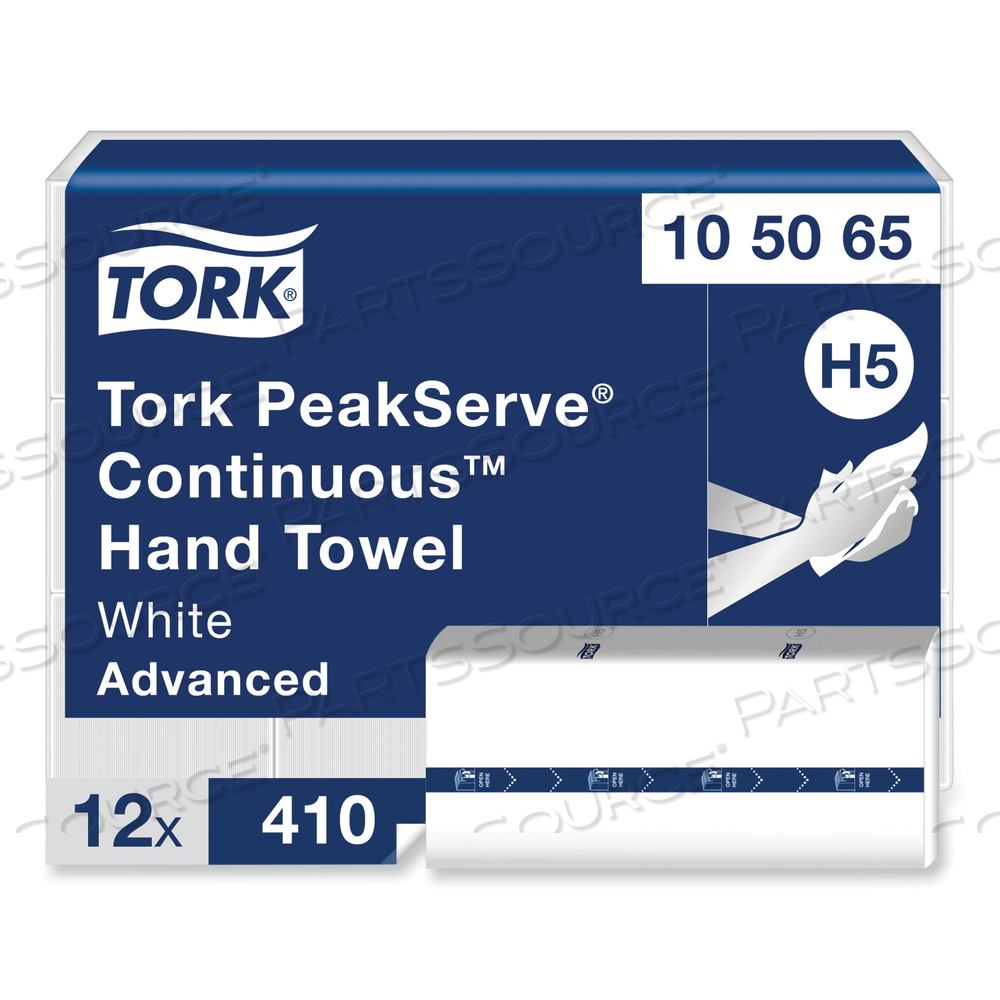 PEAKSERVE CONTINUOUS HAND TOWEL, 7.91 X 8.85, WHITE, 410 WIPES/PACK by Tork PEAKSERVE CONTINUOUS HAND TOWEL, 7.91 X 8.85, WHITE, 410 WIPES/PACK by Tork