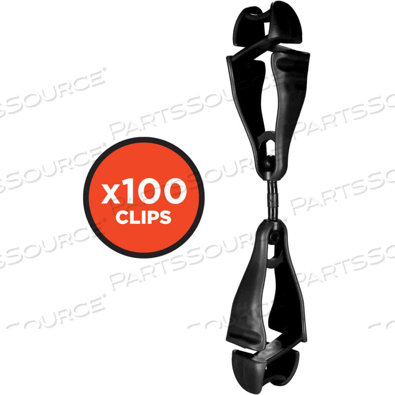 SWIVEL GLOVE CLIP HOLDER, DUAL CLIPS, 100-PACK, BLACK by Ergodyne