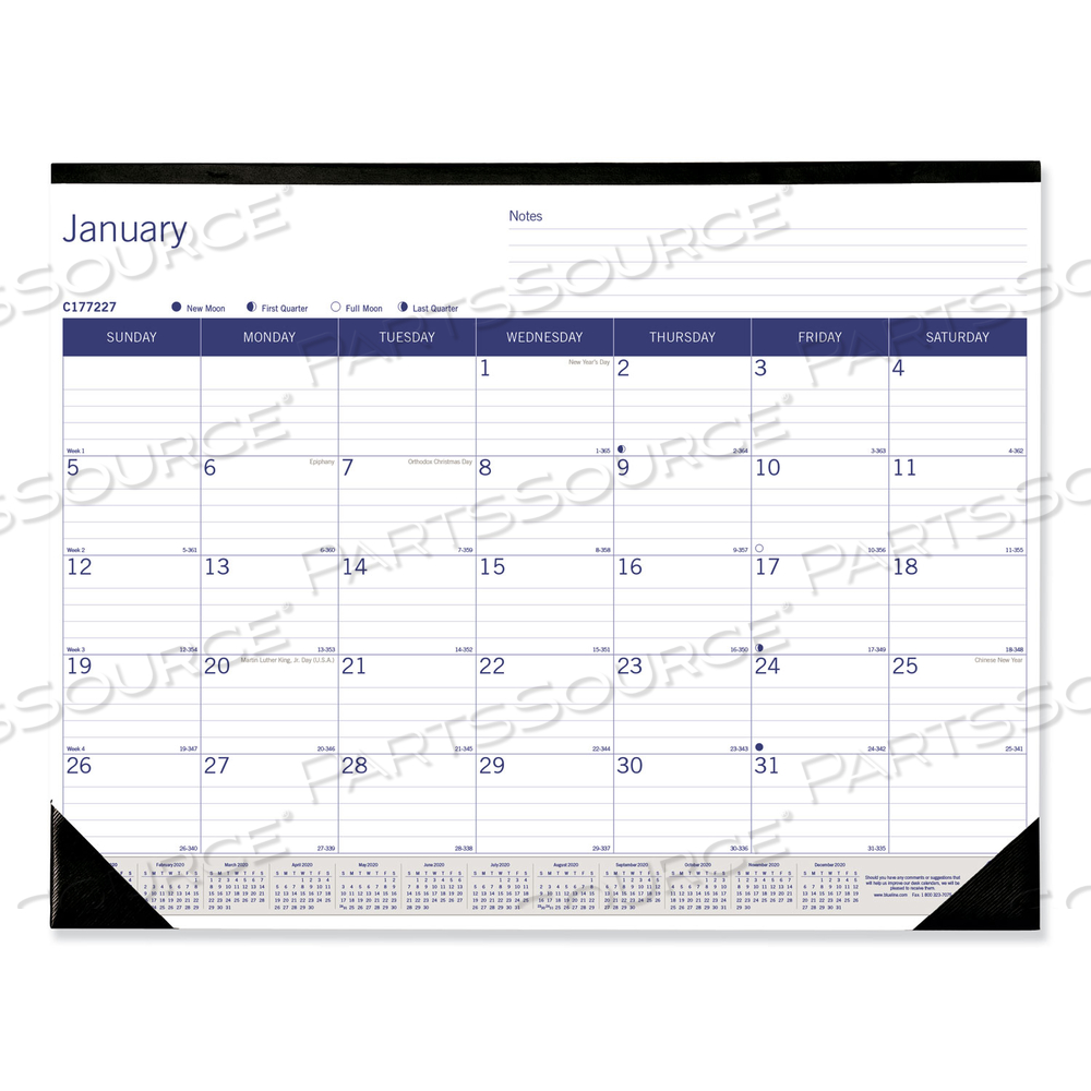 DURAGLOBE MONTHLY DESK PAD CALENDAR, 22 X 17, WHITE/BLUE/GRAY SHEETS, BLACK BINDING/CORNERS, 12-MONTH (JAN TO DEC): 2023 by Blueline DURAGLOBE MONTHLY DESK PAD CALENDAR, 22 X 17, WHITE/BLUE/GRAY SHEETS, BLACK BINDING/CORNERS, 12-MONTH (JAN TO DEC): 2023 by Blueline