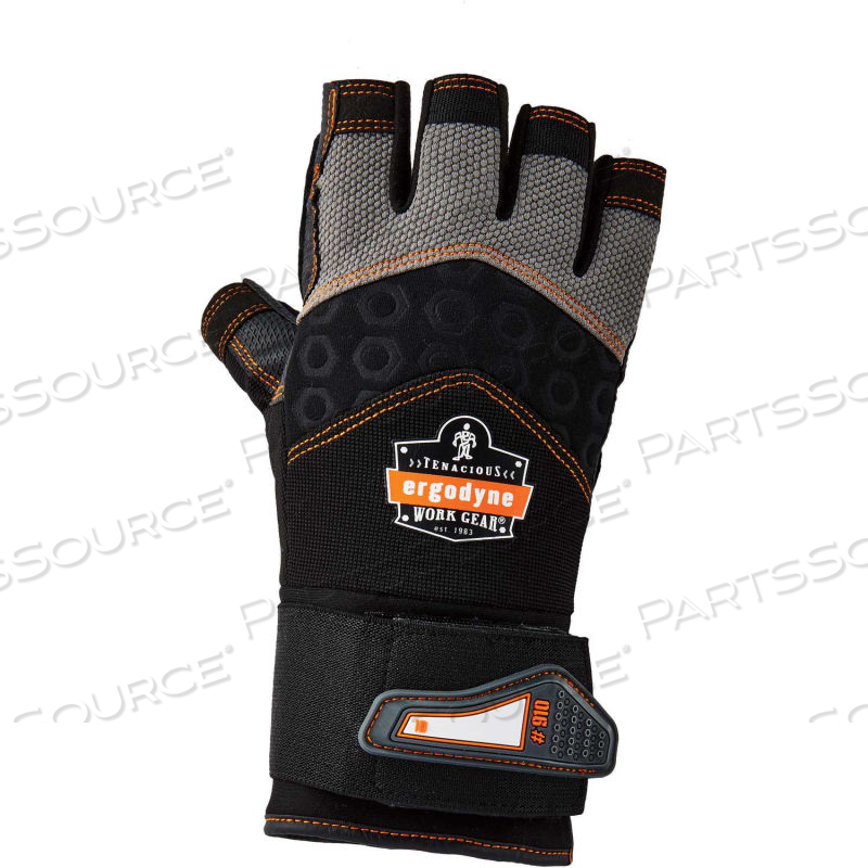 PROFLEX 910 HALF-FINGER IMPACT GLOVES, W/ WRIST SUPPORT, BLACK, S by Ergodyne PROFLEX 910 HALF-FINGER IMPACT GLOVES, W/ WRIST SUPPORT, BLACK, S by Ergodyne