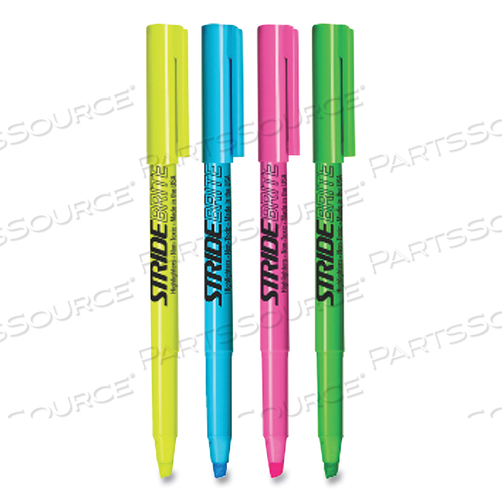 STRIDEBRITE STICK HIGHLIGHTERS, ASSORTED INK COLORS, CHISEL TIP, ASSORTED BARREL COLORS by Stride