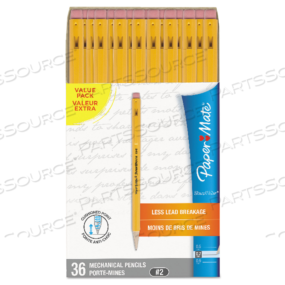 SHARPWRITER MECHANICAL PENCIL, 0.7 MM, HB (#2.5), BLACK LEAD, CLASSIC YELLOW BARREL by Paper Mate