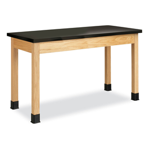 CLASSROOM SCIENCE TABLE, 54W X 24D X 30H, BLACK EPOXY RESIN TOP, CLEAR NORTHWOODS OAK BASE by Diversified Woodcrafts
