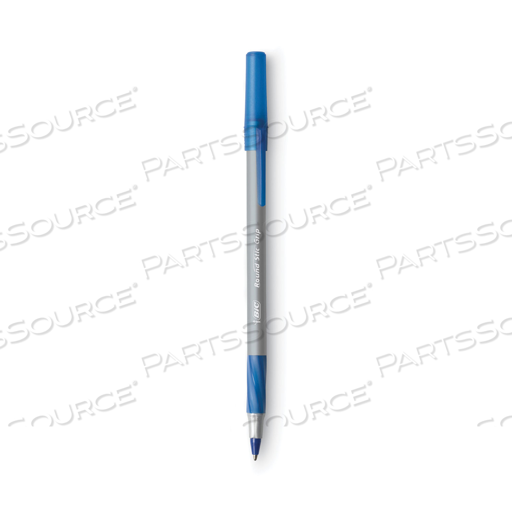 ROUND STIC GRIP XTRA COMFORT BALLPOINT PEN VALUE PACK, EASY-GLIDE, STICK, MEDIUM 1.2 MM, BLUE INK, GRAY/BLUE BARREL by BIC
