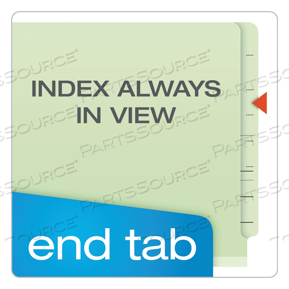 END TAB CLASSIFICATION FOLDERS, 2" EXPANSION, 1 DIVIDER, 4 FASTENERS, LEGAL SIZE, PALE GREEN EXTERIOR by Esselte Pendaflex Corp. END TAB CLASSIFICATION FOLDERS, 2" EXPANSION, 1 DIVIDER, 4 FASTENERS, LEGAL SIZE, PALE GREEN EXTERIOR by Esselte Pendaflex Corp.