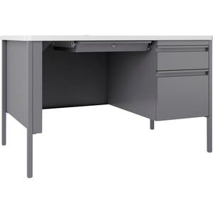 FORTRESS STEEL TEACHERS DESK - 48" X 30" - WHITE/PLATINUM by Lorell