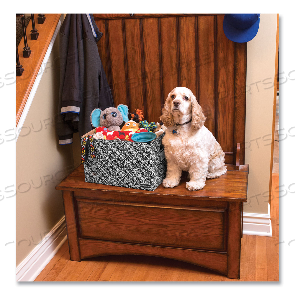 STOR/FILE DECORATIVE MEDIUM-DUTY STORAGE BOX, LETTER/LEGAL FILES, 12.5" X 16.25" X 10.5", BLACK/WHITE BROCADE DESIGN by Bankers Box