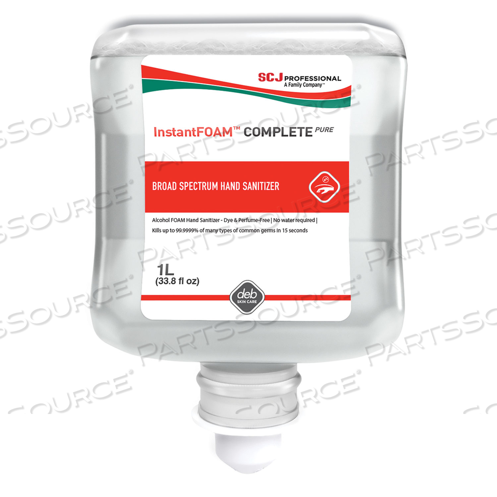 INSTANTFOAM COMPLETE PURE ALCOHOL HAND SANITIZER, 1 L REFILL, FRAGRANCE-FREE by SC Johnson