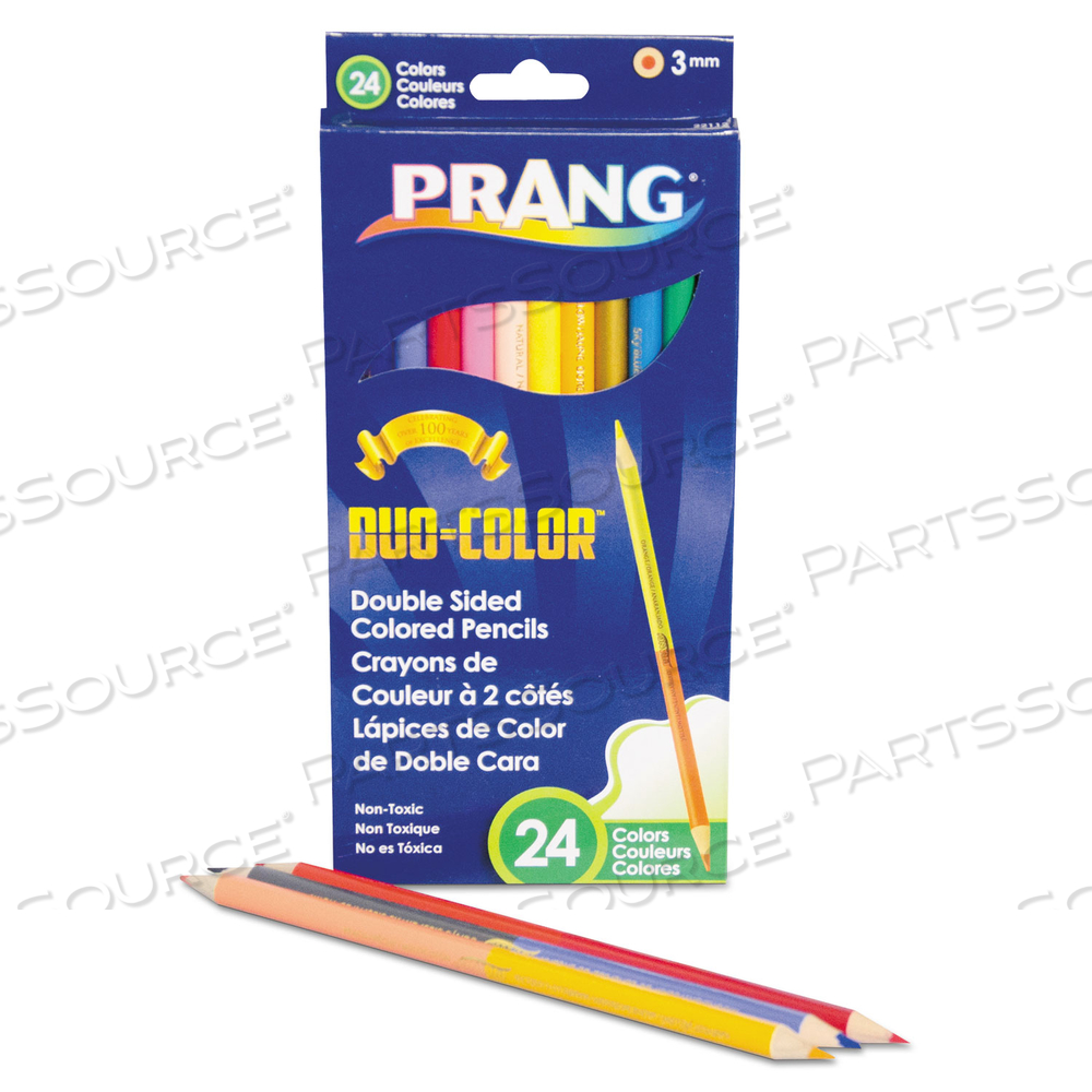 DUO-COLOR COLORED PENCIL SETS, 3 MM, 2B (#1), ASSORTED LEAD/BARREL COLORS, DOZEN by Prang