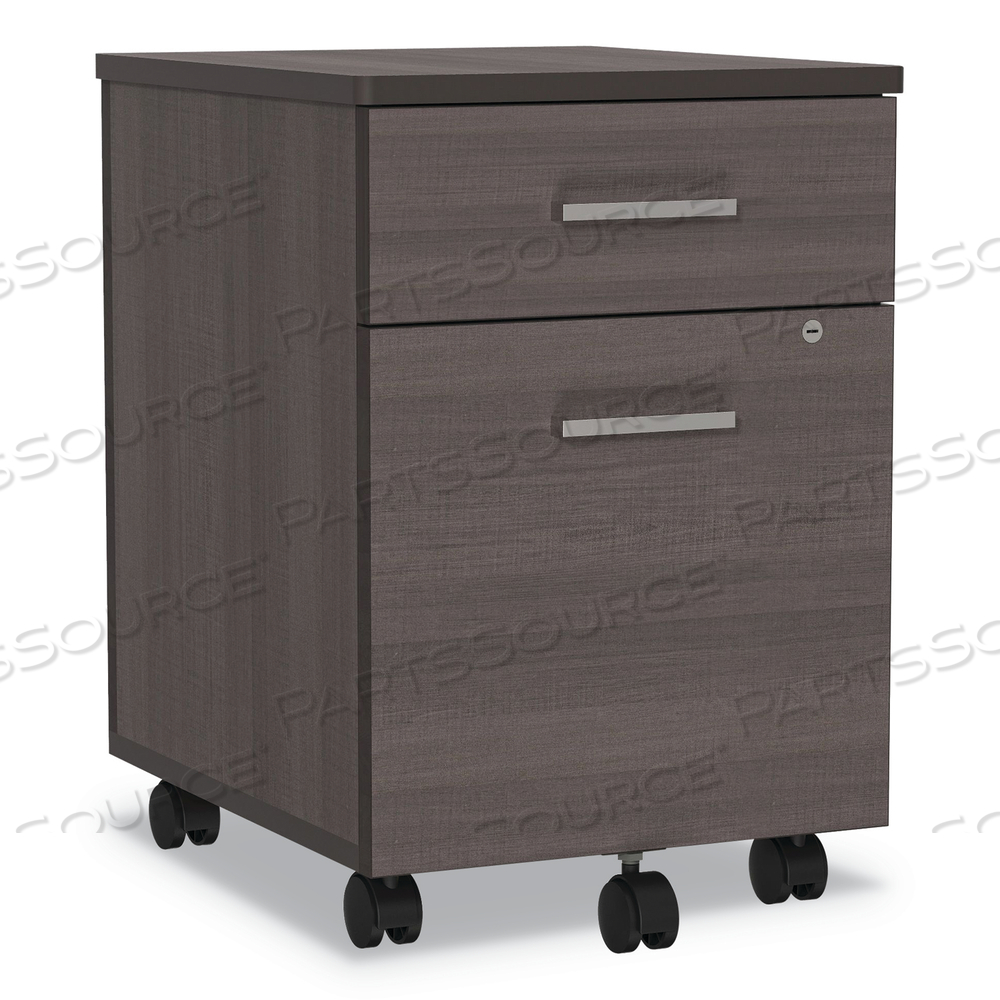 TRENTO LINE MOBILE PEDESTAL FILE, LEFT OR RIGHT, 2-DRAWERS: BOX/FILE, LEGAL/LETTER, MOCHA, 16.5" X 19.75" X 23.63" by Linea Italia Inc
