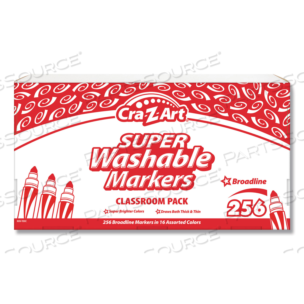 SUPER WASHABLE MARKERS CLASSPACK, BROAD BULLET TIP, ASSORTED COLORS, 256/SET by Cra-Z-Art