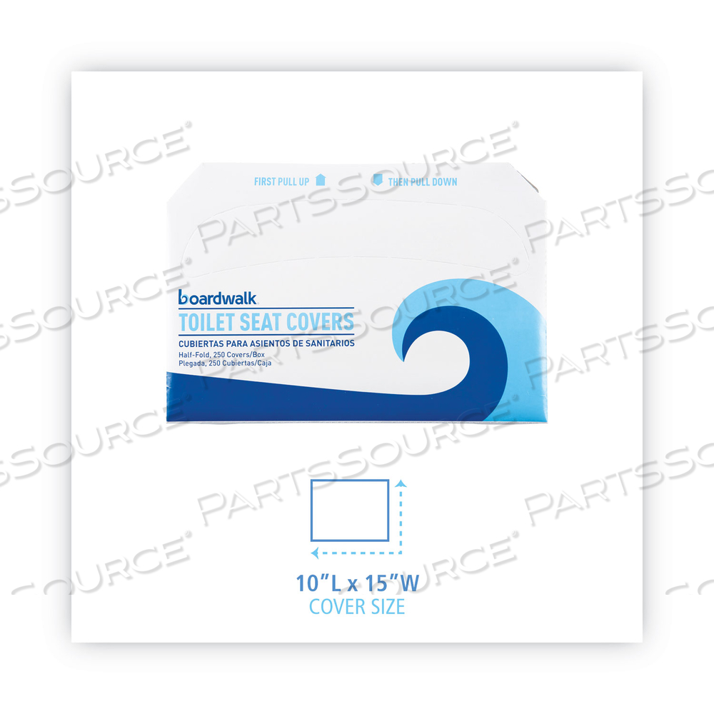 PREMIUM HALF-FOLD TOILET SEAT COVERS, 15 X 10, WHITE, 250 COVERS/SLEEVE PREMIUM HALF-FOLD TOILET SEAT COVERS, 15 X 10, WHITE, 250 COVERS/SLEEVE