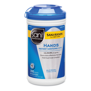HANDS INSTANT SANITIZING WIPES, 7.5 X 5, 300/CANISTER by Sani Professional