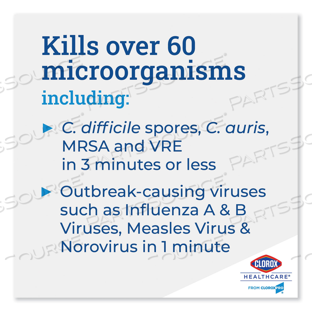 BLEACH GERMICIDAL WIPES, 12 X 12, UNSCENTED, 110/BUCKET by Clorox