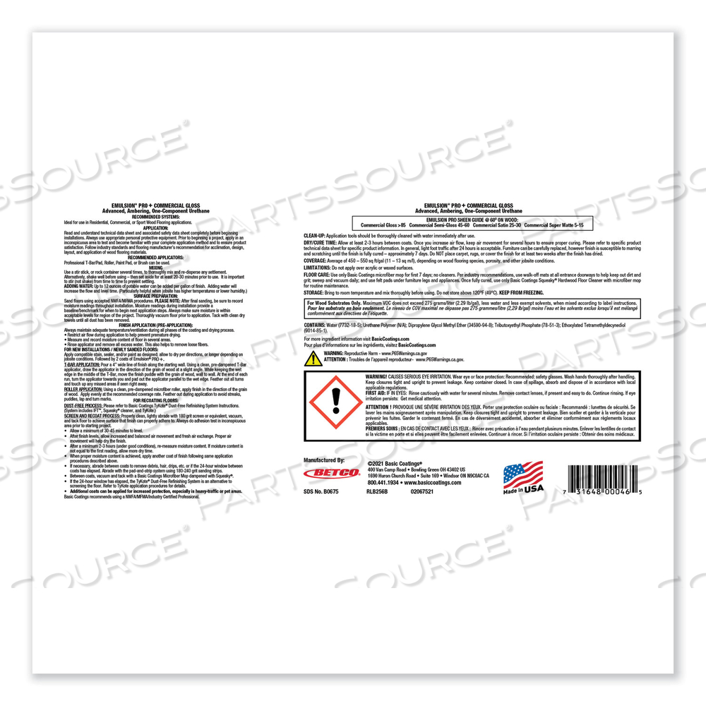 EMULSION PRO+ FLOOR FINISH AND SEALER, 1 GAL BOTTLE by Betco Corporation