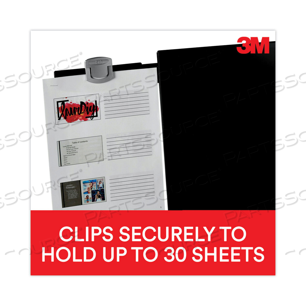 SWING ARM COPYHOLDER, ADHESIVE MONITOR MOUNT, 30 SHEET CAPACITY, PLASTIC, BLACK/SILVER CLIP by 3M Consumer